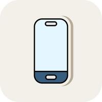 Smartphone Line Filled White Shadow Icon vector