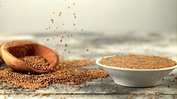 Super slow motion mustard falls on the table. On a gray background. Filmed on a high-speed camera at 1000 fps. video