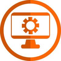 Monitor Screen Glyph Orange Circle Icon vector