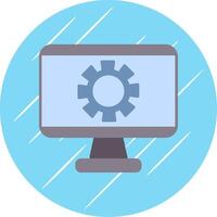 Monitor Screen Flat Blue Circle Icon vector