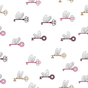 sin costura modelo con magia llaves con alas. . vector