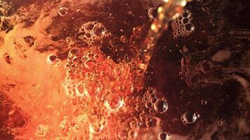 Super slow motion jet beer pours with air bubbles and foam. Macro background.Filmed on a high-speed camera at 1000 fps. video