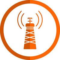 Signal Tower Glyph Orange Circle Icon vector