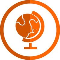 Earth Globe Glyph Orange Circle Icon vector