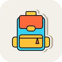 Backpack Line Filled White Shadow Icon vector