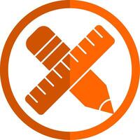 Pencil And Ruler Glyph Orange Circle Icon vector