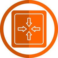 Exit Full Screen Glyph Orange Circle Icon vector