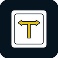 T Junction Glyph Two Color Icon vector