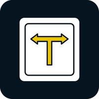 T Junction Glyph Two Color Icon vector