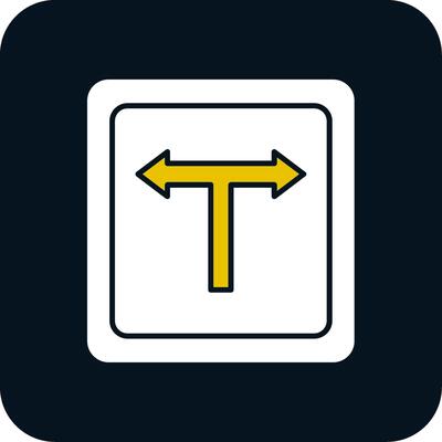 T Junction Glyph Two Color Icon