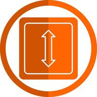 doble flecha glifo naranja circulo icono vector
