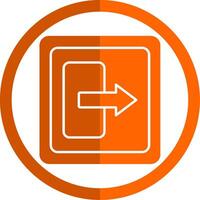 Log Out Glyph Orange Circle Icon vector