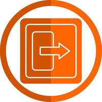 Log Out Glyph Orange Circle Icon vector