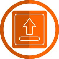 Uploading Glyph Orange Circle Icon vector