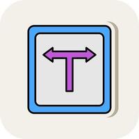 T Junction Line Filled White Shadow Icon vector