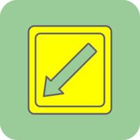 Diagonal Arrow Filled Yellow Icon vector