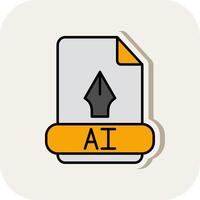 Ai Line Filled White Shadow Icon vector