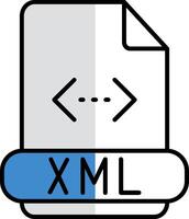 xml lleno medio cortar icono vector