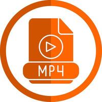 mp4 glifo naranja circulo icono vector