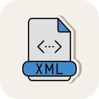 Xml Line Filled White Shadow Icon vector