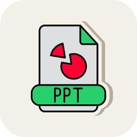 Ppt Line Filled White Shadow Icon vector