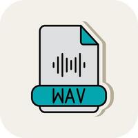 Wav Format Line Filled White Shadow Icon vector