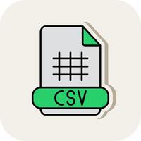 csv línea lleno blanco sombra icono vector