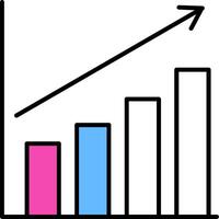 Bar Chart Filled Half Cut Icon vector