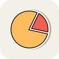 Pie Chart Line Filled White Shadow Icon vector