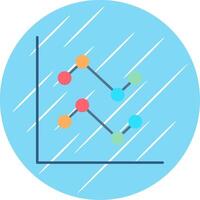 Line Chart Flat Blue Circle Icon vector