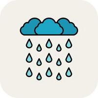 Heavy Rain Line Filled White Shadow Icon vector