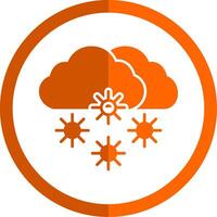 Snowy Glyph Orange Circle Icon vector