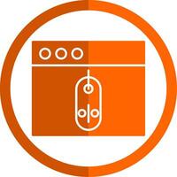 en línea compras glifo naranja circulo icono vector