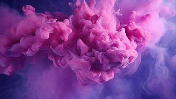 Pink acrylic colors and ink in water. Abstract background. . photo