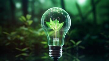 Light Bulb With a Plant Inside. . photo