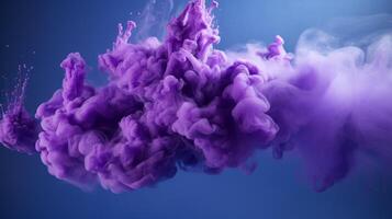 Purple acrylic colors and ink in water. Abstract background. photo