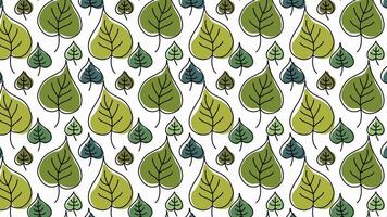 animado padrão, fundo, papel de parede do comovente rabisco verde folhas video