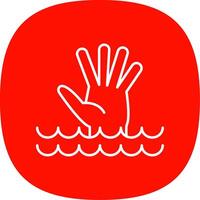 Drowning Line Curve Icon vector