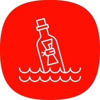 Message In Bottle Line Curve Icon vector