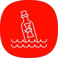 Message In Bottle Line Curve Icon vector