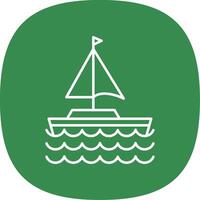 Sail Boat Line Curve Icon vector