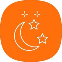 Luna y estrella línea curva icono vector