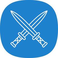 Two Swords Line Curve Icon vector