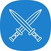 Two Swords Line Curve Icon vector