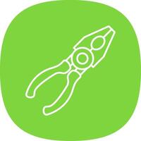 Pliers Flat Line Curve Icon vector