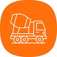 Concrete Mixer Truck Line Curve Icon vector