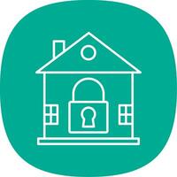 House Lock Line Curve Icon vector