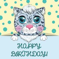 Happy birthday cards with animals. Cute hero with beautiful eyes vector