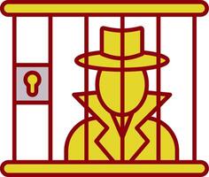 Criminal behind bars Line Two Color Icon vector