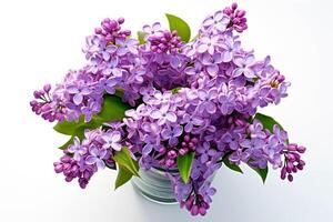 A bouquet of beautiful lilacs in a vase. . photo